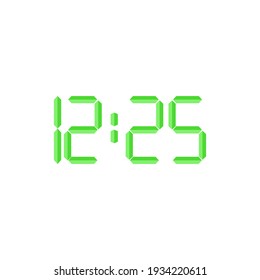 A large green digital clock. A clock for public places or a living room. Flat vector illustration