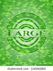 Large green emblem. Mosaic background