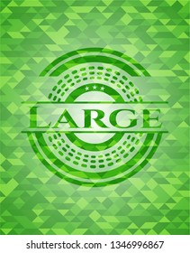 Large green emblem. Mosaic background
