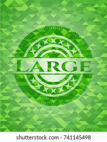 Large green emblem. Mosaic background