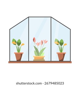 Grande Ilustración vectorial Green Gouse para la agricultura y el cuidado de plantas