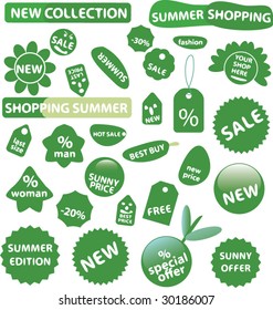 large green stickers - vector. see more in my portfolio.