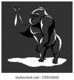 A large grey gorilla. Vector illustration