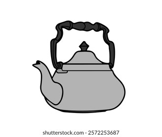 a large grey teapot on a white background,