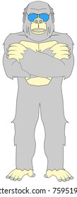 large grey Yeti with glasses