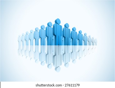 Large group. 3d vector group of people illustration