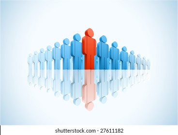 Large group. 3d vector group of people illustration