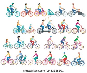 A large group of cyclists isolated illustration