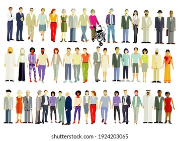 Large Group Of Different People Isolated - Vector Illustration