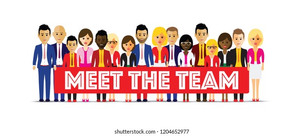 large group of different people in a team