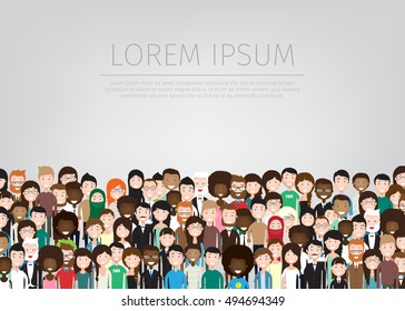 large group of different people. vector background