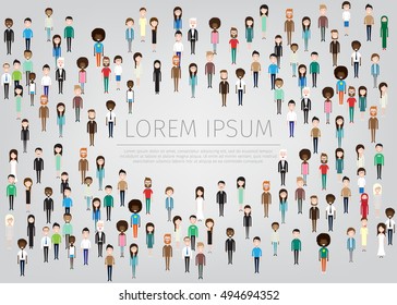 large group of different people. vector background