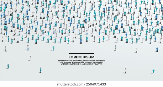 A large group of doctors on white background. Doctor people crowd seamless background. Doctors day concept. Vector illustration