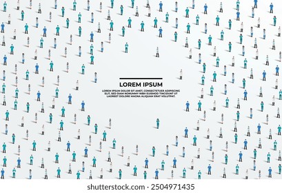 A large group of doctors on white background with space for text. Doctor people crowd seamless background. Doctors day concept. Vector illustration