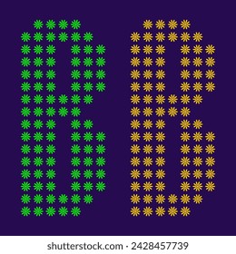 large group of flowers form to create capital letter B. clean vector people alphabet or people font. letter or alphabet B.