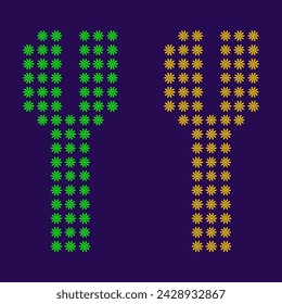 large group of flowers form to create capital letter Y. clean vector people alphabet or people font. letter or alphabet Y.