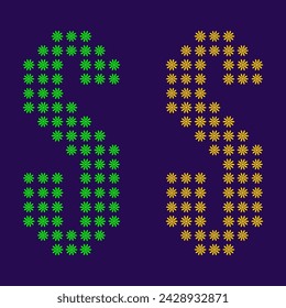 large group of flowers form to create capital letter S. clean vector people alphabet or people font. letter or alphabet S.