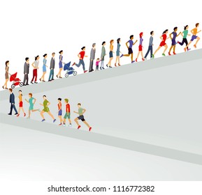 Large group goes up illustration