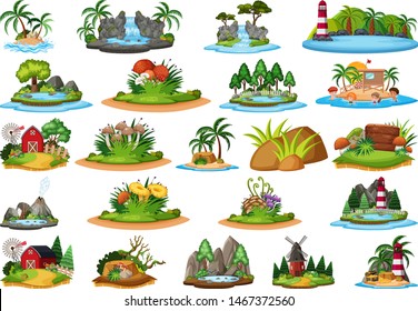 Large group of isolated objects theme - landforms illustration