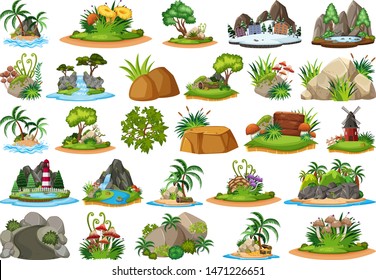 Large group of isolated objects theme - nature illustration