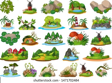 Large group of isolated objects theme - nature illustration