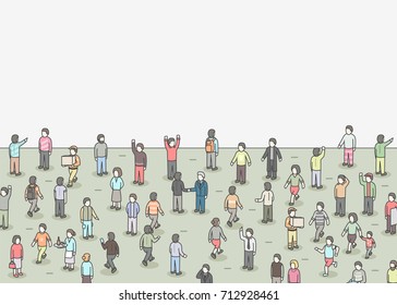 Large group of Isometric people. Vector background