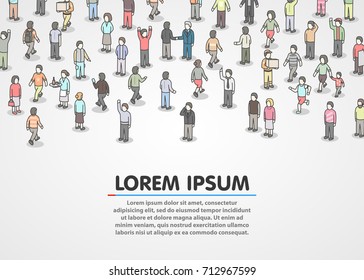 Large group of Isometric people. Vector background
