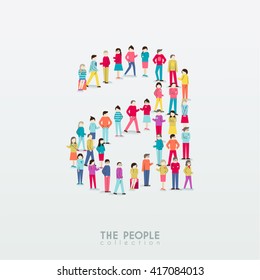 Large Group of People in Alphabet a Form Vector Design