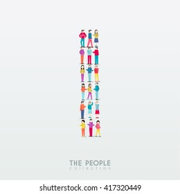 Large Group of People in Alphabet Form I Vector Design