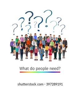large group of people asking questions, conceptual business illustration