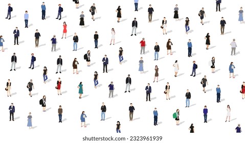 A large group of people. People background. Big people crowd. Diverse people group. Flat vector illustration isolated on background.