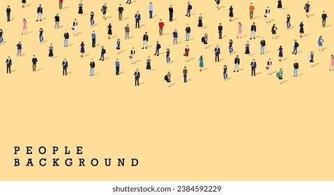 Un gran grupo de personas. Antecedentes de la gente. La gente grande se congrega. Diversos grupos de personas. Ilustración vectorial plana aislada en el fondo.