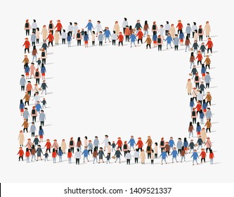 Large group of people background. People frame. Vector illustration