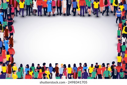 Große Gruppe von Menschen Hintergrund. Menschen stellen sich vor. Vektorgrafik