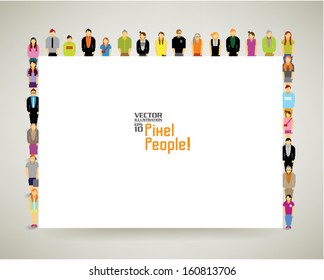 A large group of people with blank label conceptual vector design