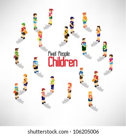 a large group of people and children vector icon design