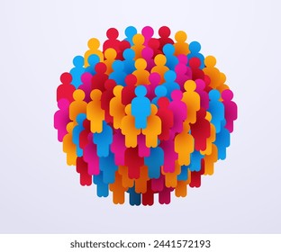 Large group of people in circle shape. Vector illustration