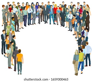 Large group of people in the community - vector illustration