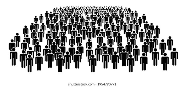 Large group of people. Concept of People Figure Pictogram Icons. Crowd signs. People standing in disorganized groups.