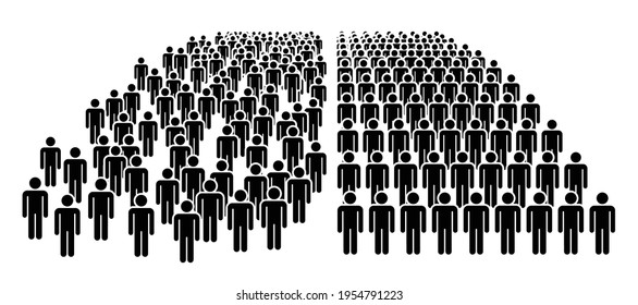 Large group of people. Concept of People Figure Pictogram Icons. Crowd signs. People standing in organized and disorganized groups.