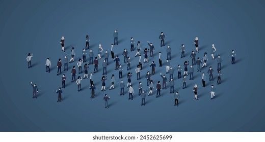 Large group of people. People crowd concept. Vector illustration