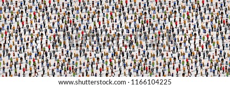 Large group of people. Crowd seamless background. Vector illustration