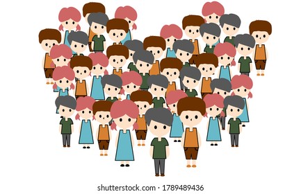 A large group of people . Crowd , vector illustration isolated on white