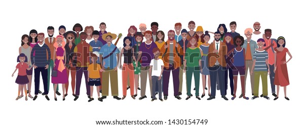 Large Group People Different Nationality Ethnicity Stock Vector ...