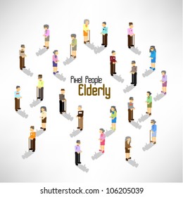 a large group of people and elderly vector icon design