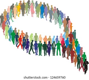 A large group of people in the form of bubble