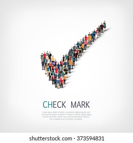 A large group of people in the form of checkmark . Vector illustration.