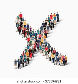 A large group of people in the form of checkmark . Vector illustration.