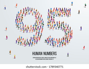 large group of people form to create number 95 or ninety five. people font or number. vector illustration of number 95. svg