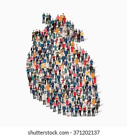 A large group of people in the form of heart , love . Vector illustration.